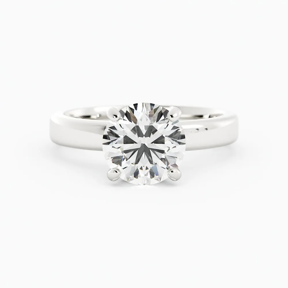 3 Carat Round Diamond Thick Band Engagement Ring