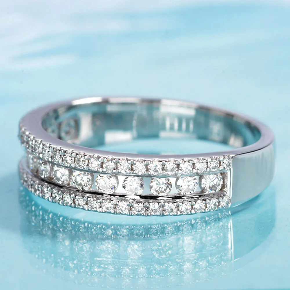 3 Row Diamond Wedding Ring