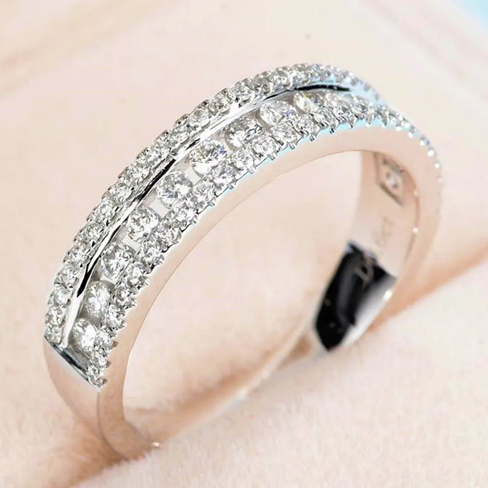 3 Row Diamond Wedding Ring
