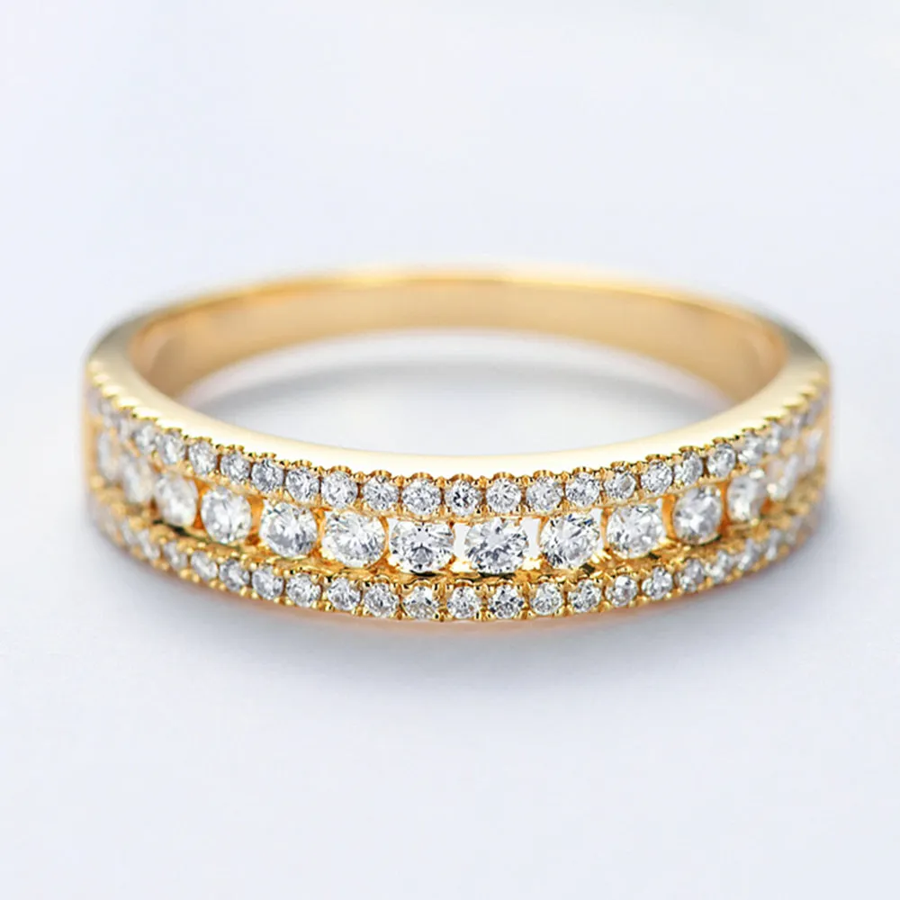 3 Row Diamond Wedding Ring