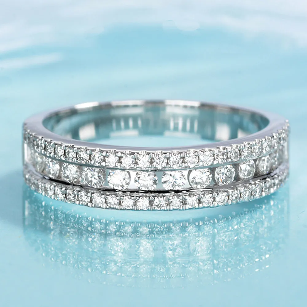 3 Row Diamond Wedding Ring