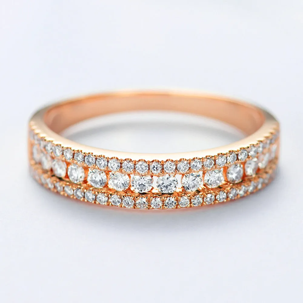 3 Row Diamond Wedding Ring