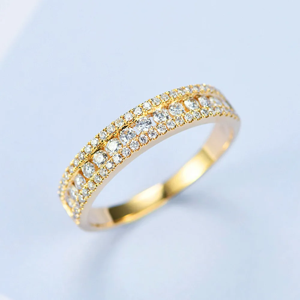 3 Row Diamond Wedding Ring
