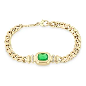 3.02 ctw Radiant Emerald Bezel Curb Chain Bracelet