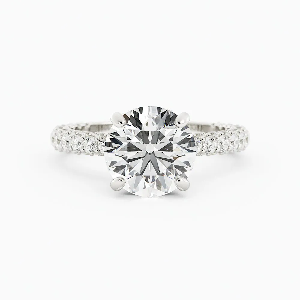 3.2 Carat Round Cut Diamond Engagement Ring 14k White Gold