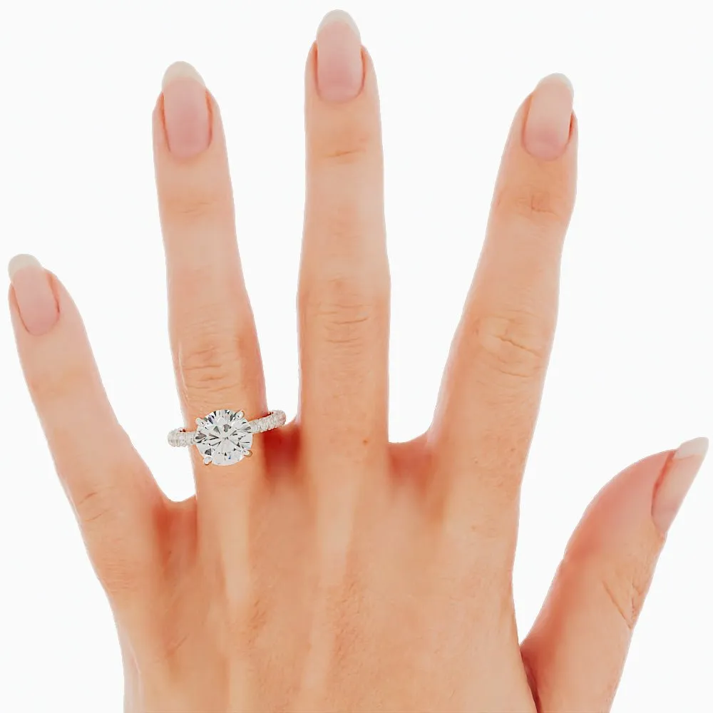 3.2 Carat Round Cut Diamond Engagement Ring 14k White Gold