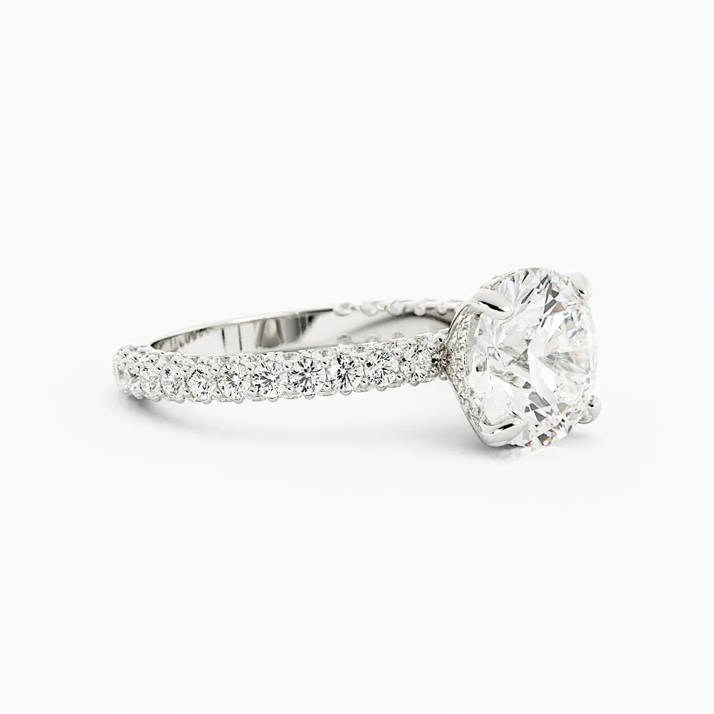 3.2 Carat Round Cut Diamond Engagement Ring 14k White Gold