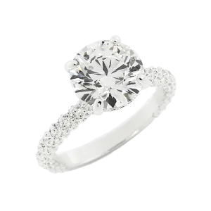 3.2 Carat Round Cut Diamond Engagement Ring 14k White Gold