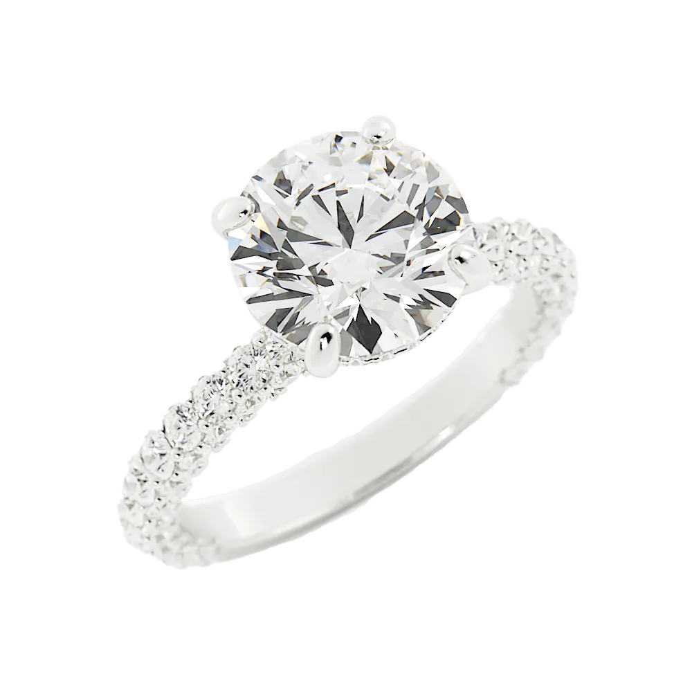 3.2 Carat Round Cut Diamond Engagement Ring 14k White Gold