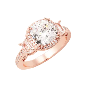 3.4 Carat Cushion Cut Diamond w/ Halo Engagement Ring 14k Rose Gold