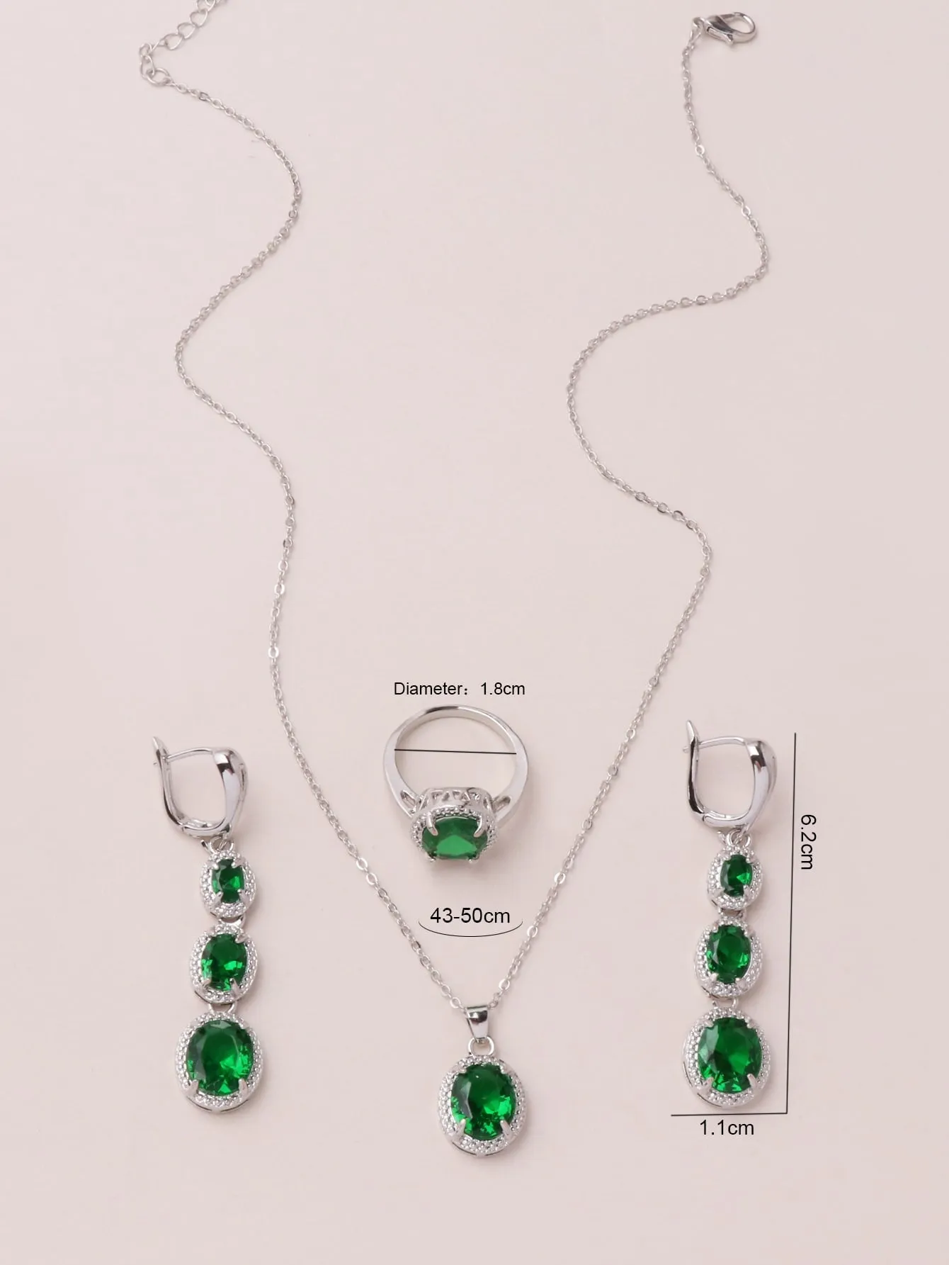 4pcs Rhinestone Decor Jewelry Set - Green - FD ⚡
