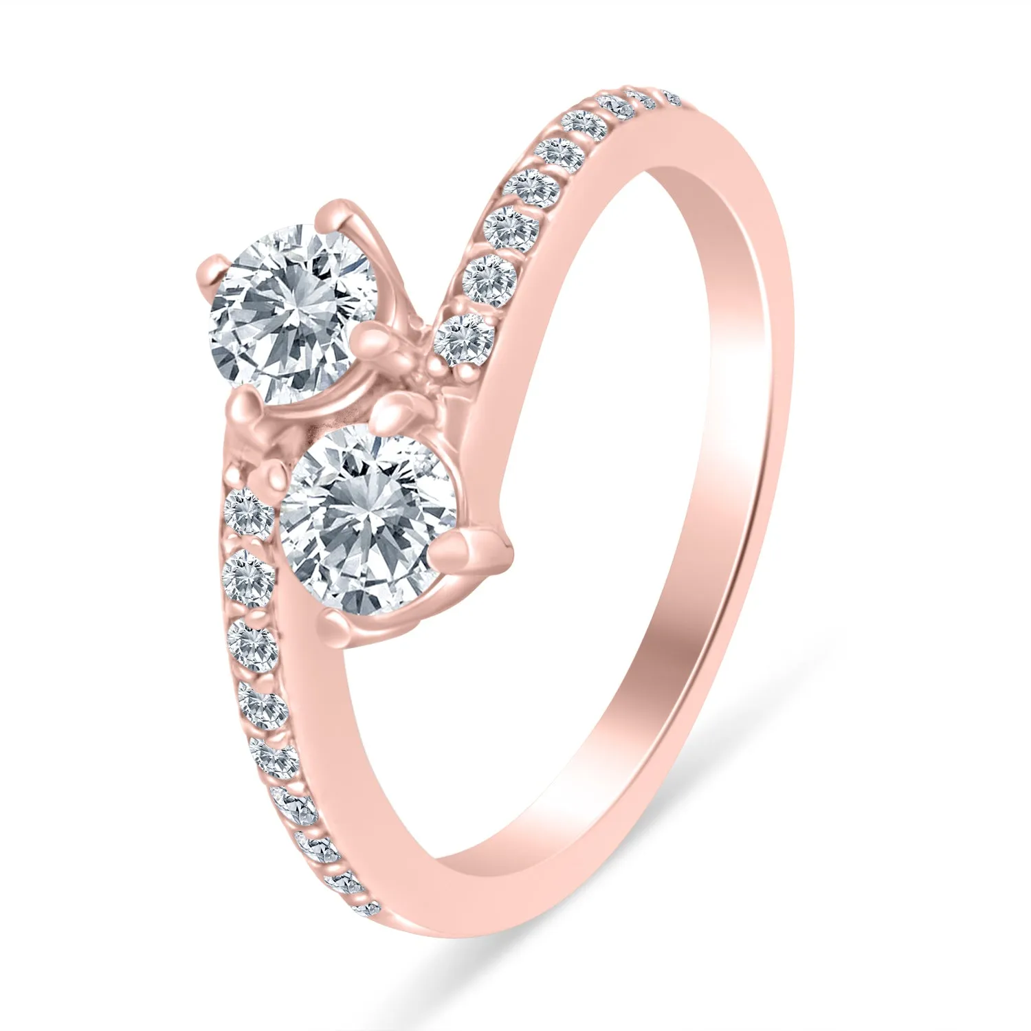 5/8ctw Diamond Two Stone Engagement Ring in 10k Rose Gold (J-K, I2-I3)