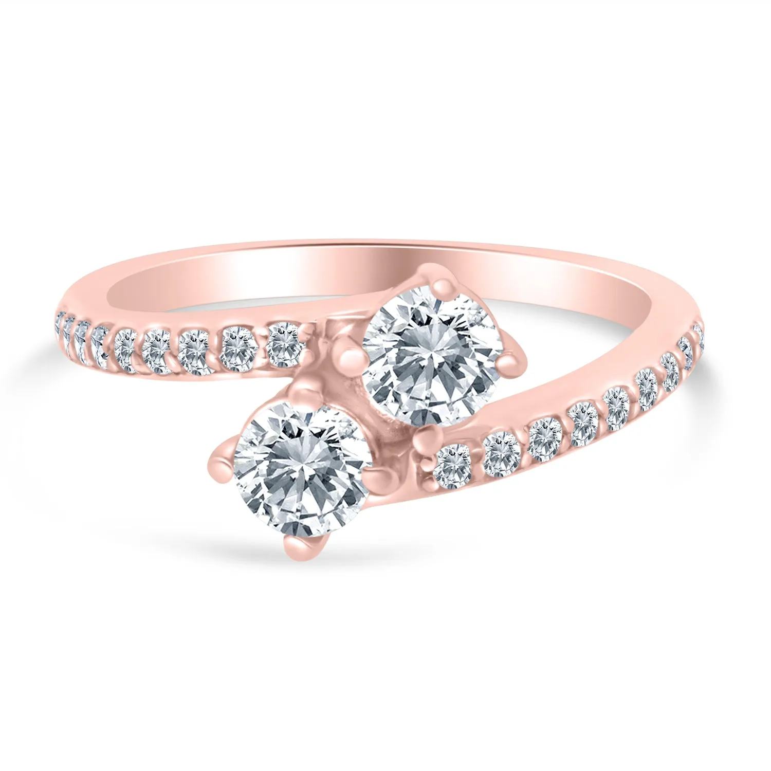 5/8ctw Diamond Two Stone Engagement Ring in 10k Rose Gold (J-K, I2-I3)