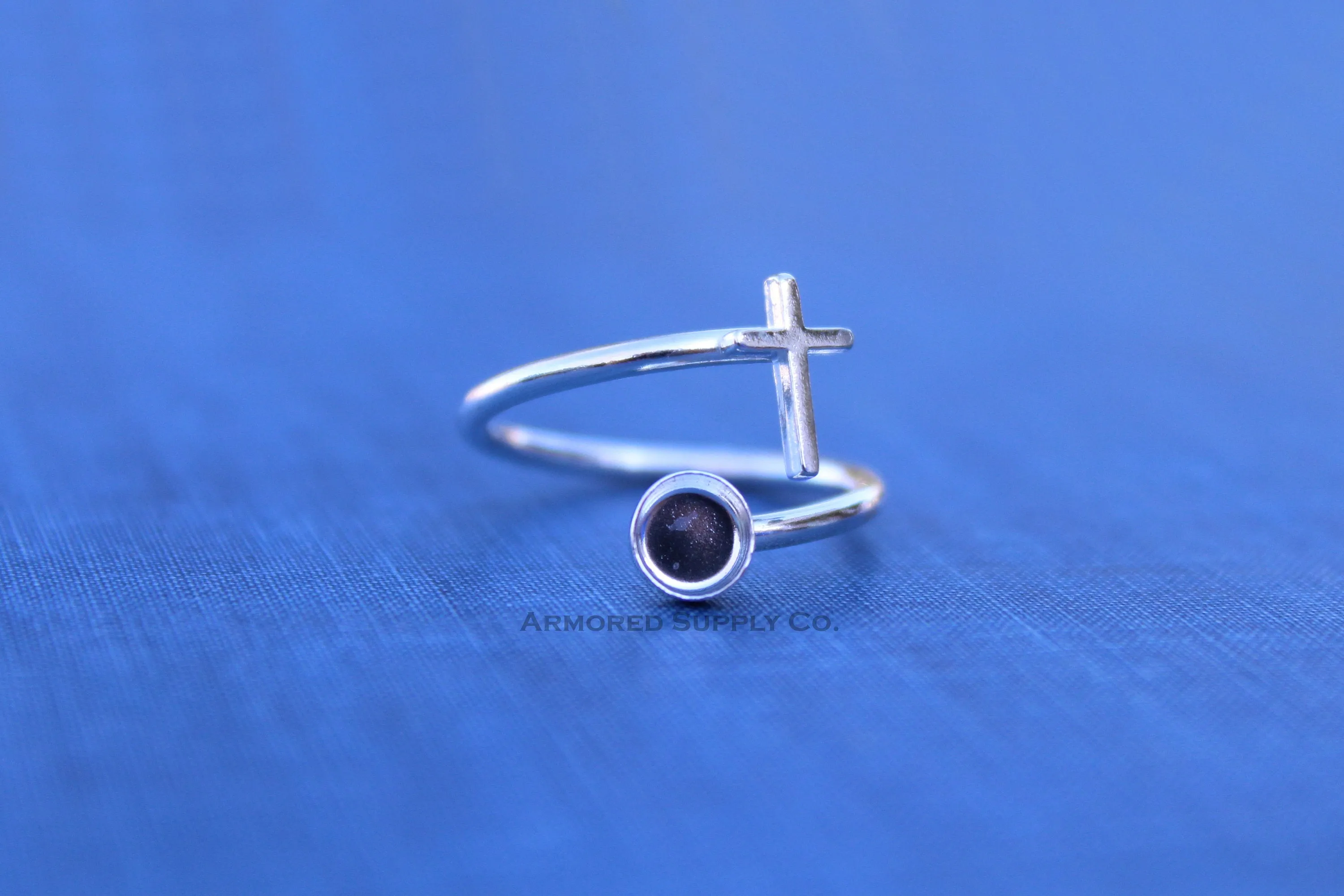 5mm Silver Cross Bypass Wrap Adjustable Bezel Ring blank