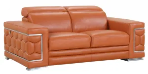 71" Sturdy Camel Leather Loveseat