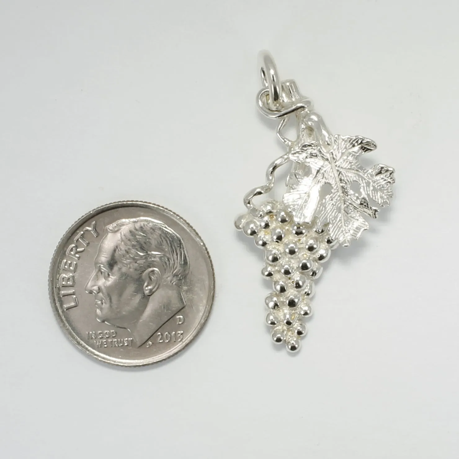 925 Sterling Silver Medium Size Grape Cluster Charm