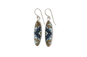 Adams Blue Skinny Oval Earrings
