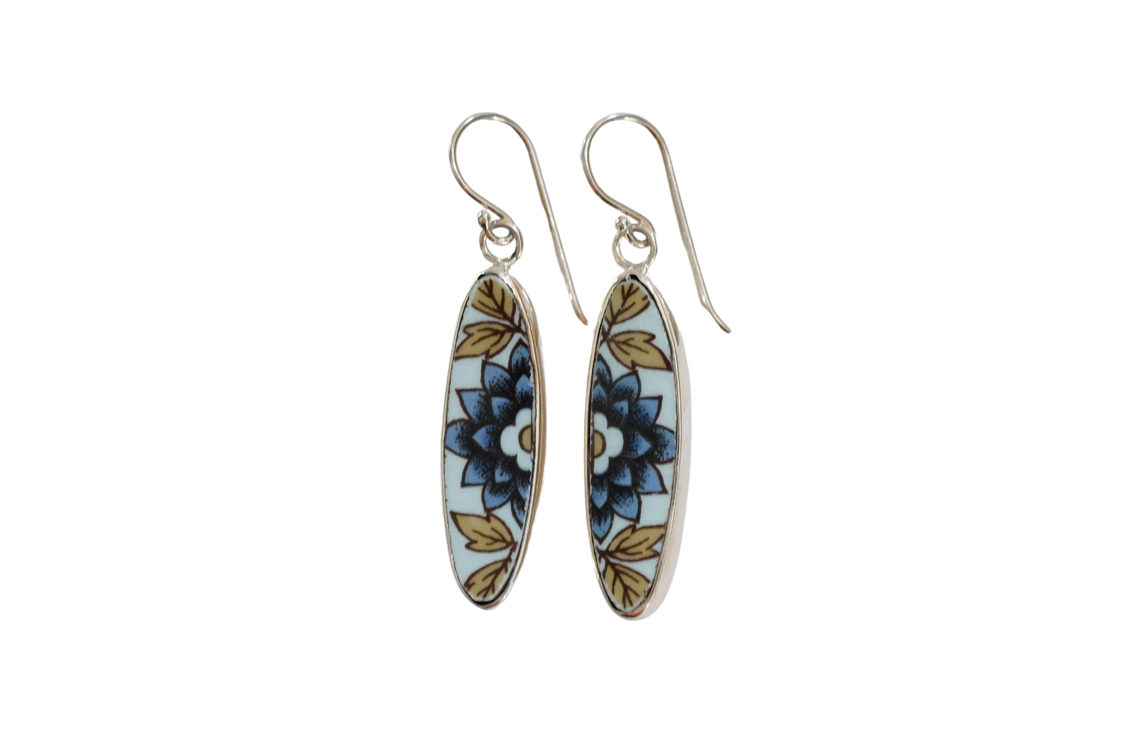 Adams Blue Skinny Oval Earrings