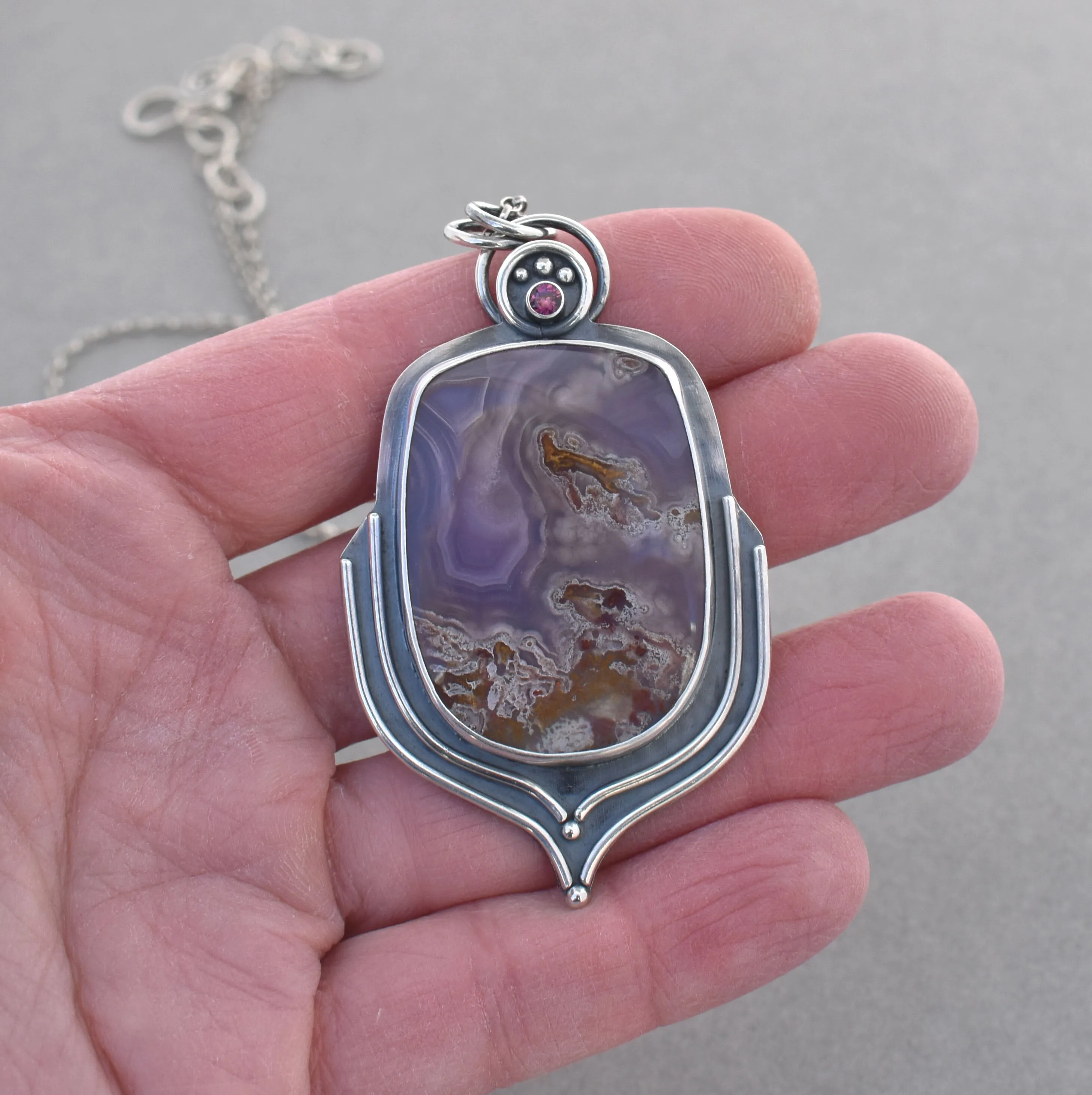 Agua Nueva Pendant. Purple Blossom Jewelry.