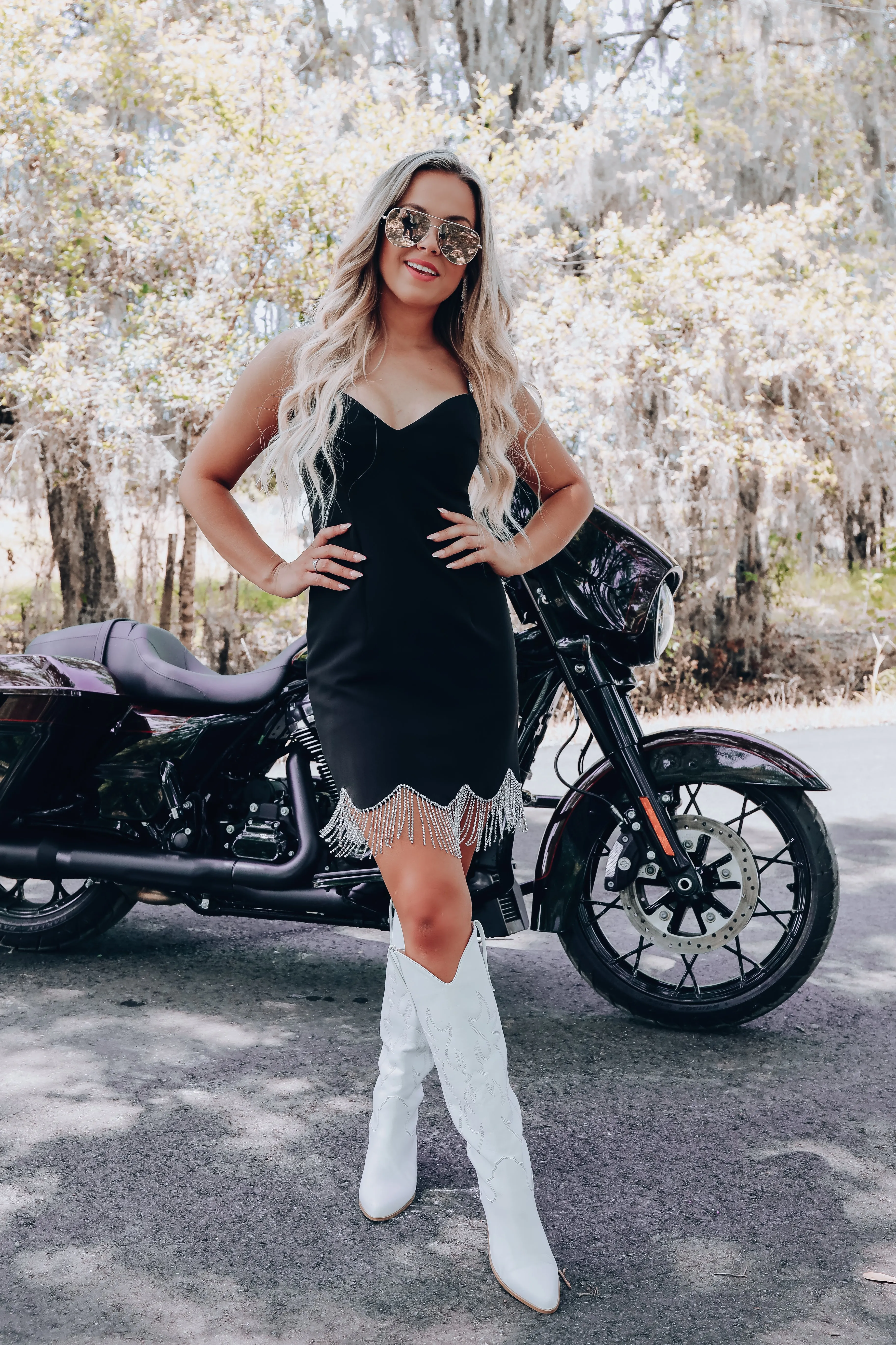 All That Jazz Rhinestone Mini Dress - Black