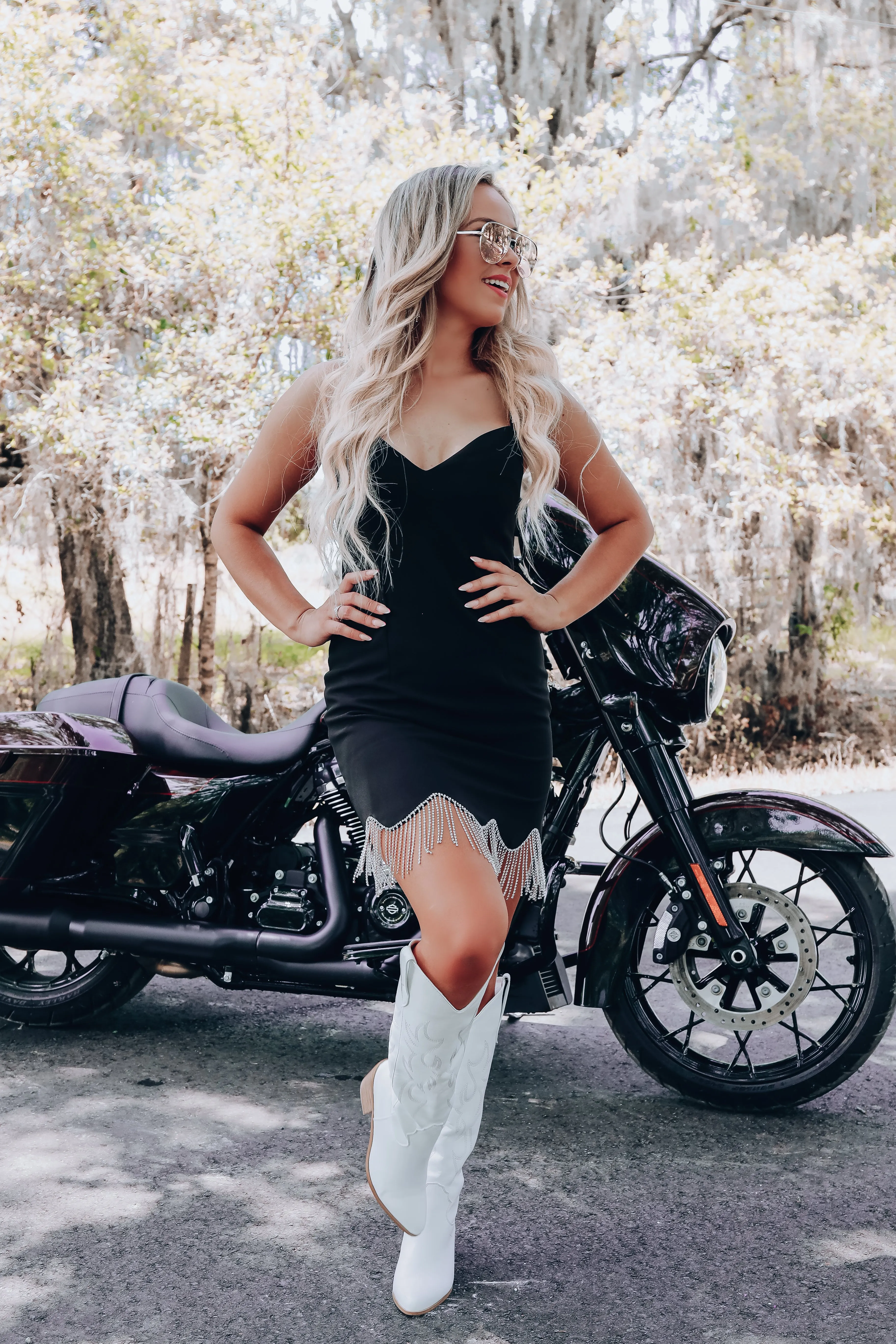 All That Jazz Rhinestone Mini Dress - Black