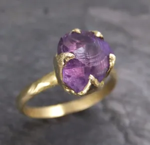 amethyst gold ring purple gemstone recycled 18k gold gemstone one of a kind birthstone unique statement ring byangeline 0116 Alternative Engagement