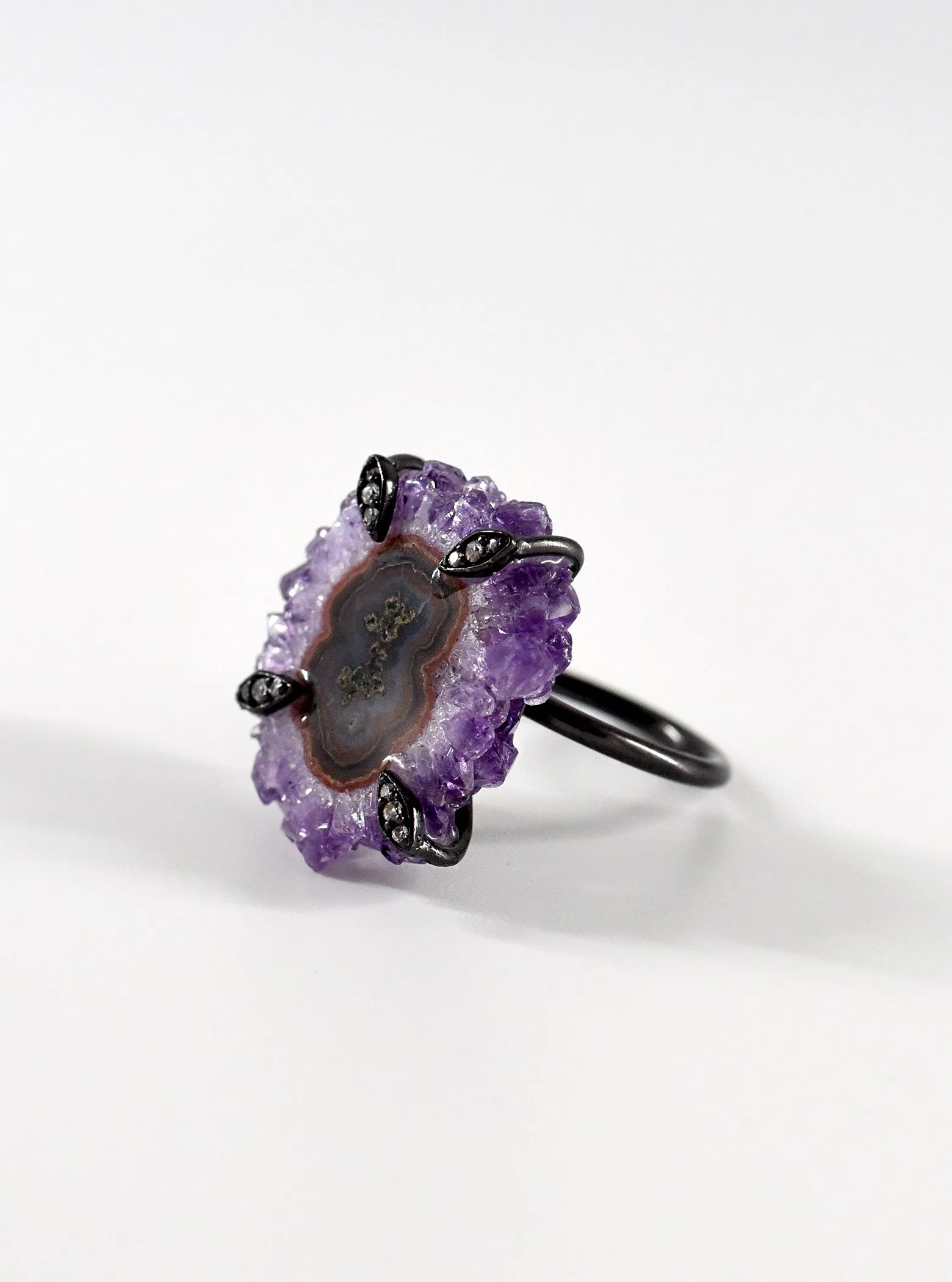 Amethyst Stalactite Flower Ring
