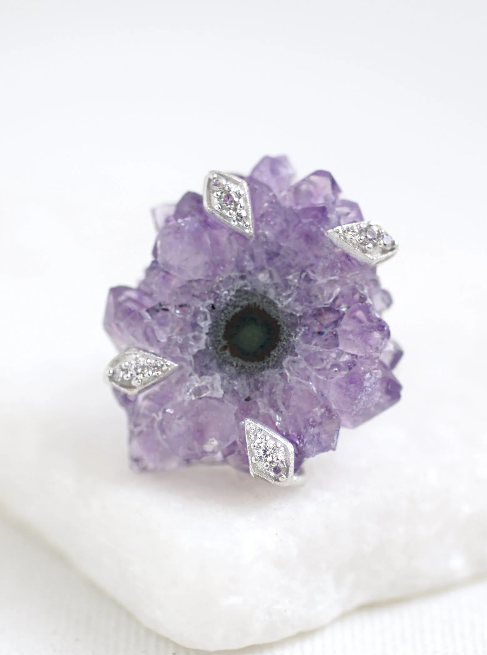 Amethyst Stalactite Flower Ring