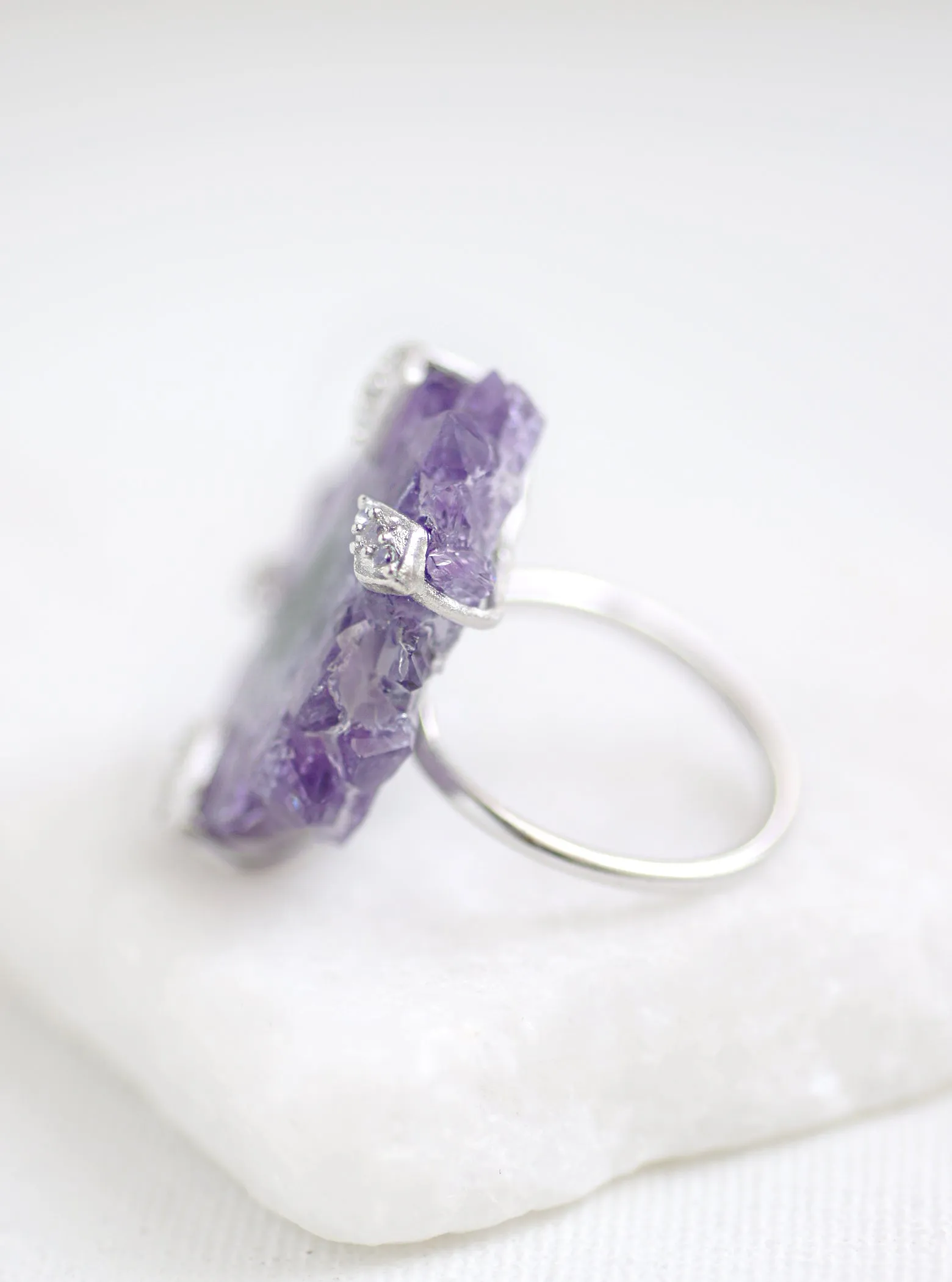 Amethyst Stalactite Flower Ring