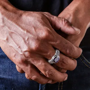 Amethyst Sterling Silver Men's Ring