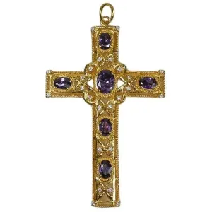 Amethyst Yellow Gold Bishop Cross Pendant