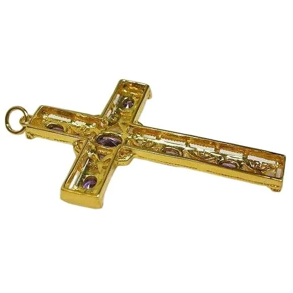 Amethyst Yellow Gold Bishop Cross Pendant