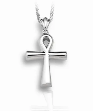 Ankh Cross Sterling Silver Cremation Necklace