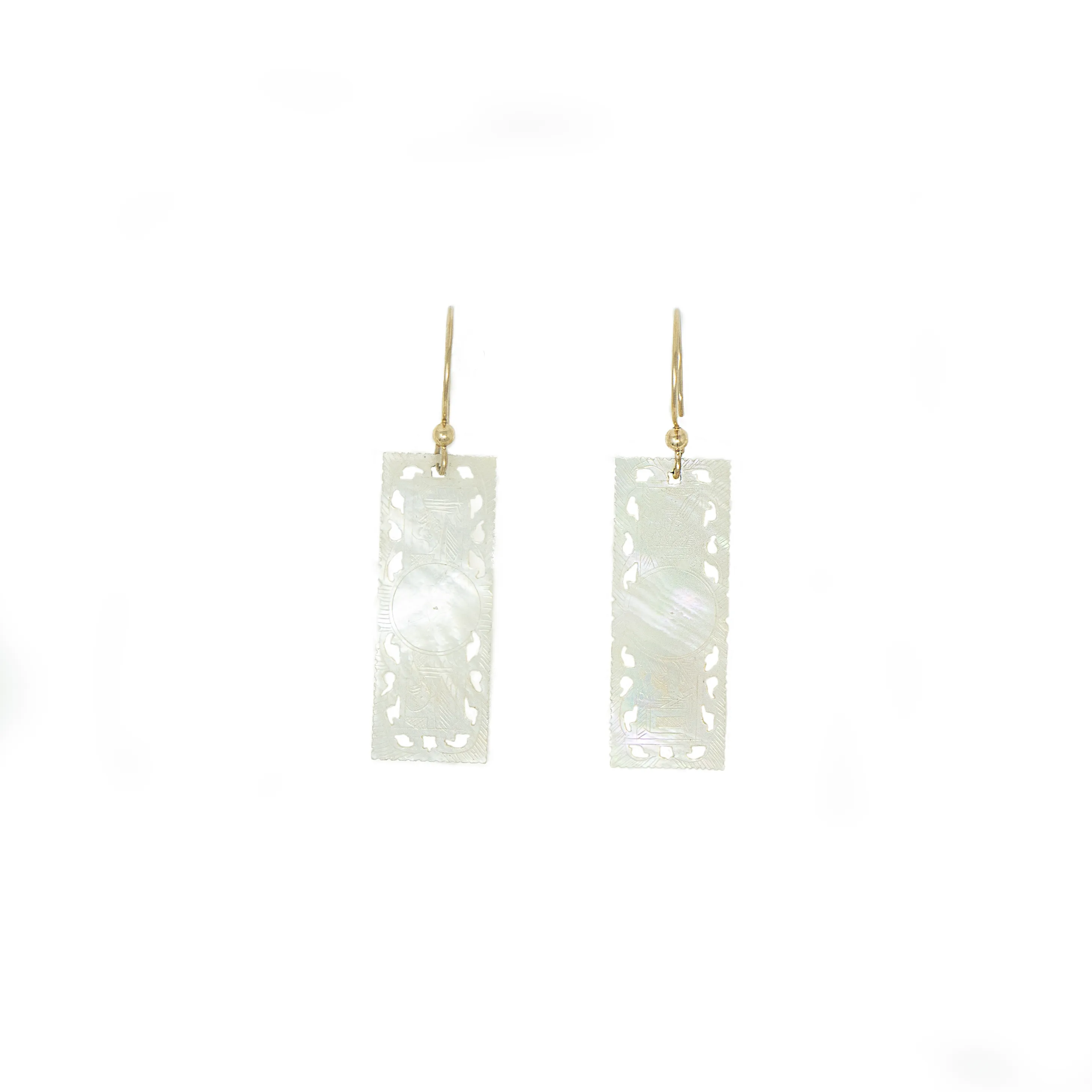 Antique Chinese Gambling Chip Earrings