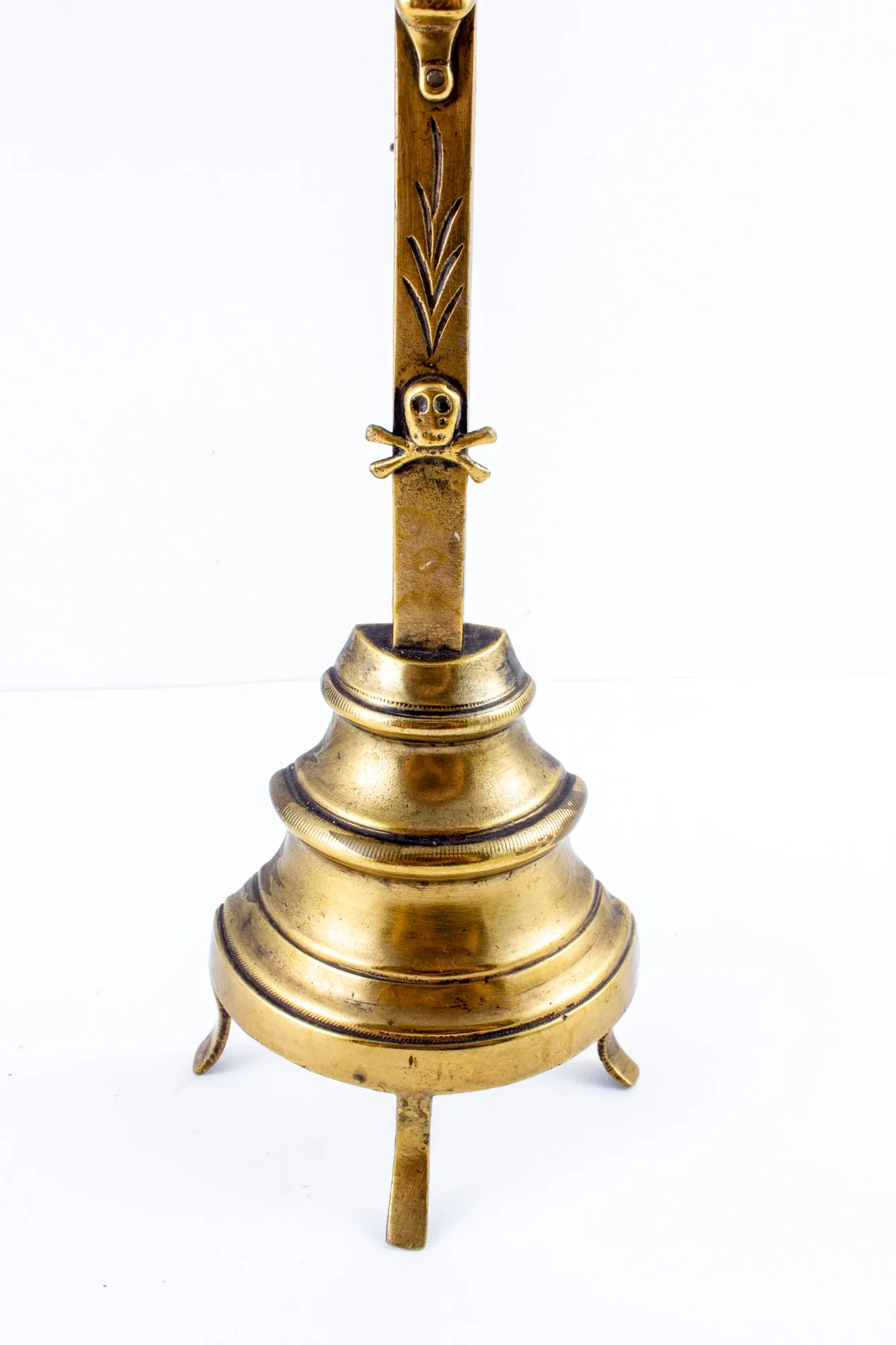 Antique French Brass Standing Crucifix