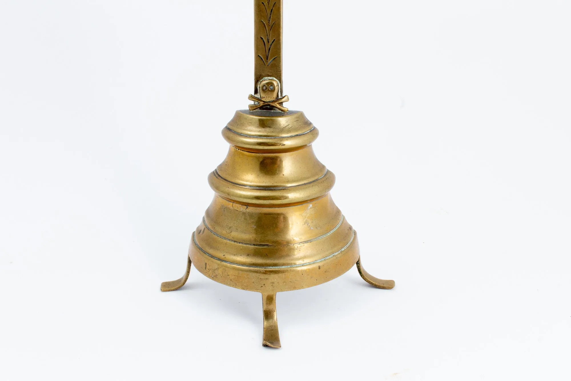 Antique French Brass Standing Crucifix
