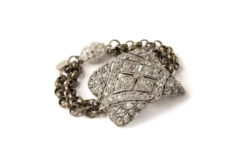 Antique Rhinestone Shoe Buckle Bracelet