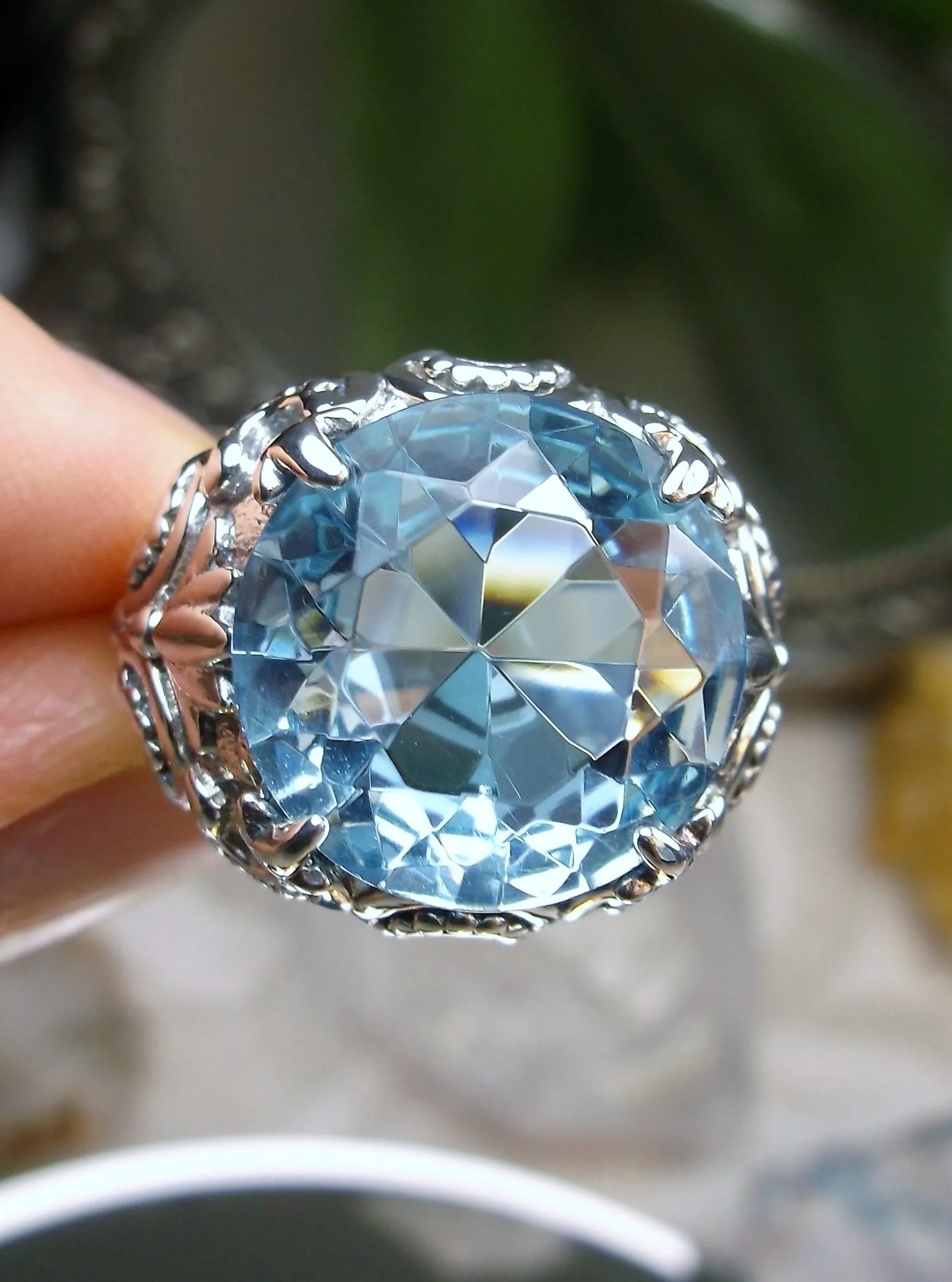 Aquamarine Gothic Bling Ring | 12ct Gem Vintage Revival Jewelry D96