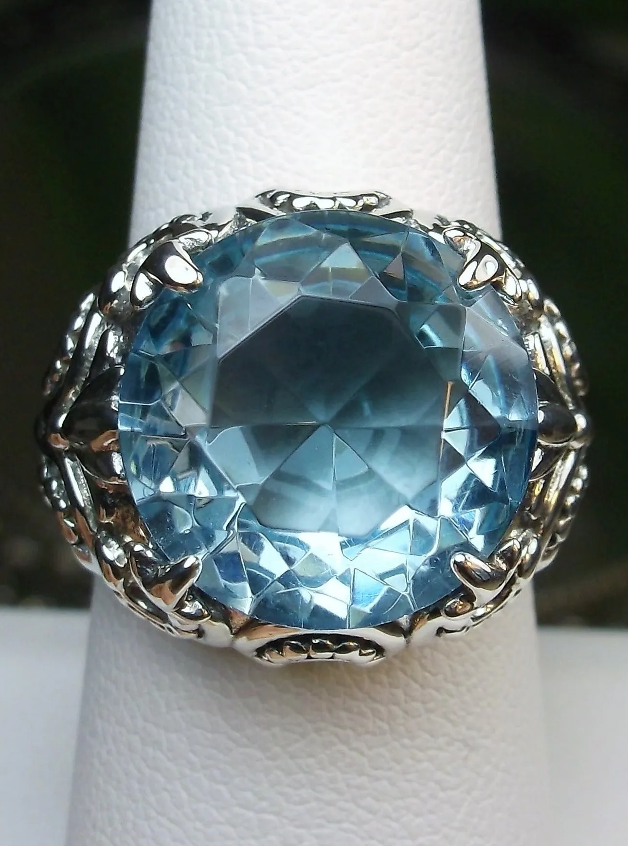 Aquamarine Gothic Bling Ring | 12ct Gem Vintage Revival Jewelry D96