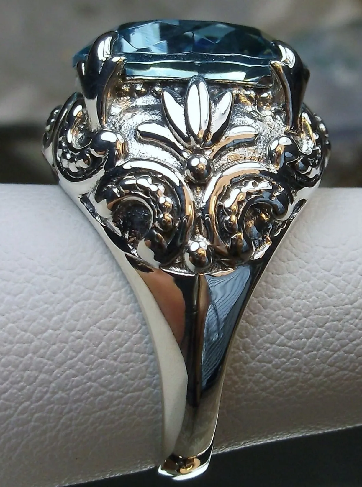 Aquamarine Gothic Bling Ring | 12ct Gem Vintage Revival Jewelry D96
