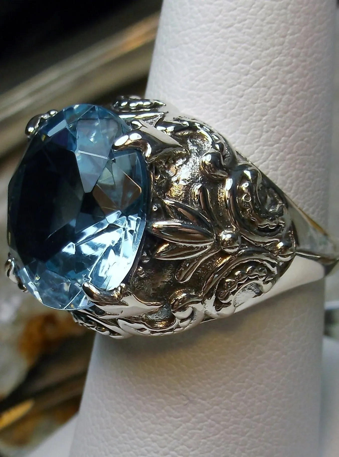 Aquamarine Gothic Bling Ring | 12ct Gem Vintage Revival Jewelry D96