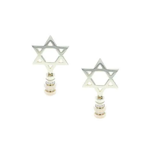Art Finial - Brass Star of David, Set of 2 - Religious Works of Art, Update Your Lamps!