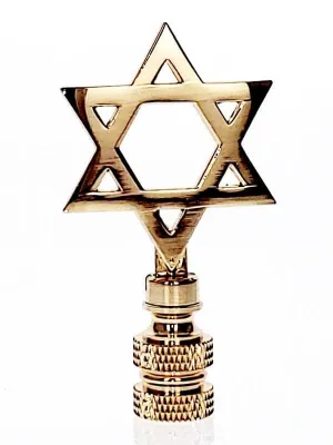Art Finial - Brass Star of David, Set of 2 - Religious Works of Art, Update Your Lamps!