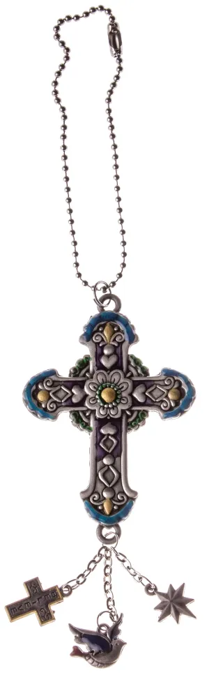 Attractive Zinc/ Colorful Enamel Car Charm By Ganz - Guiding Cross