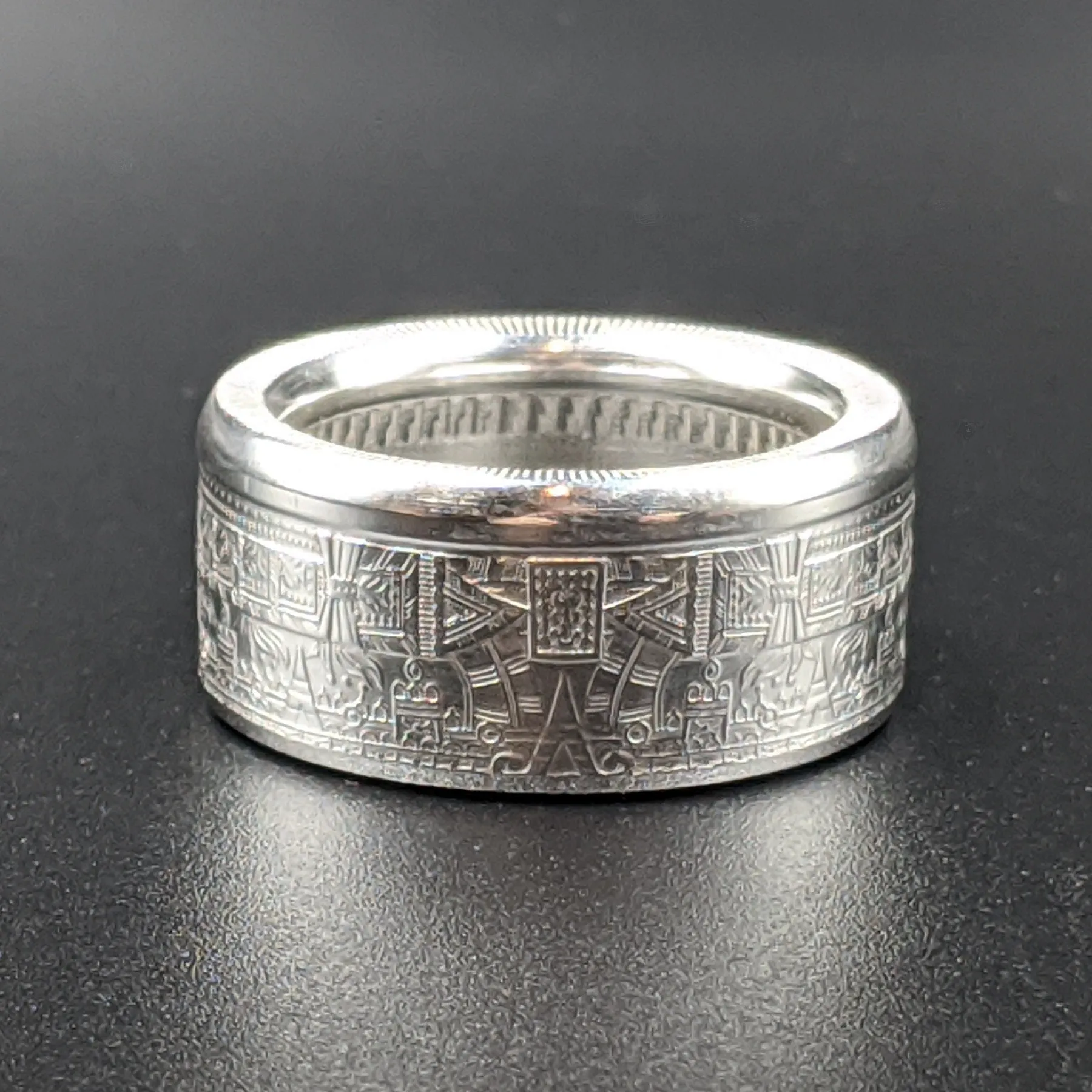 Aztec Calendar Coin Ring