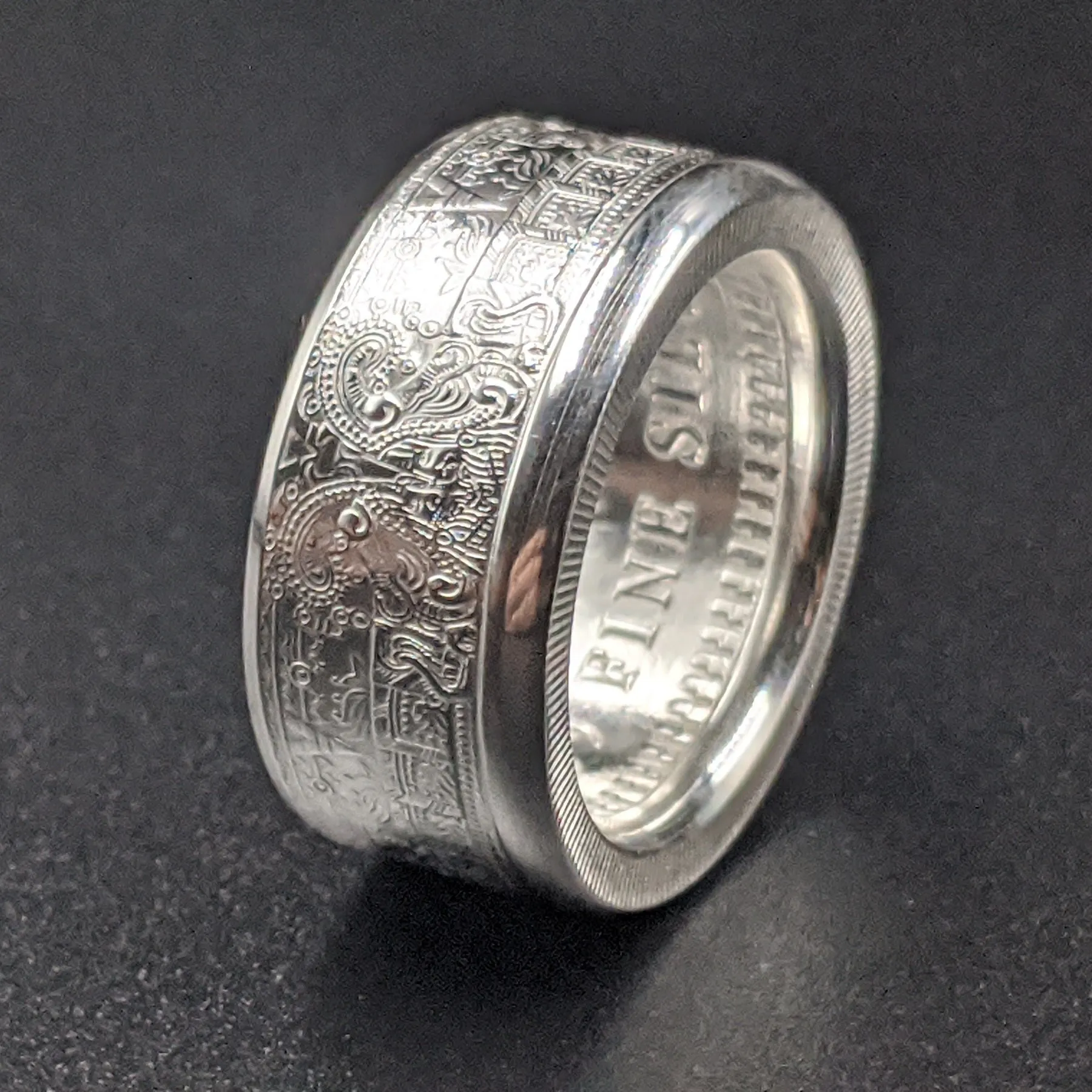 Aztec Calendar Coin Ring