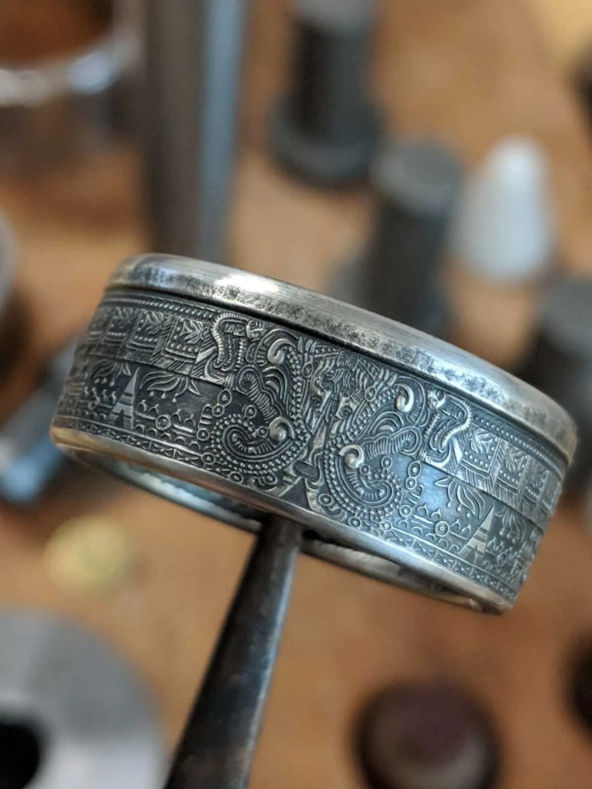 Aztec Calendar Coin Ring