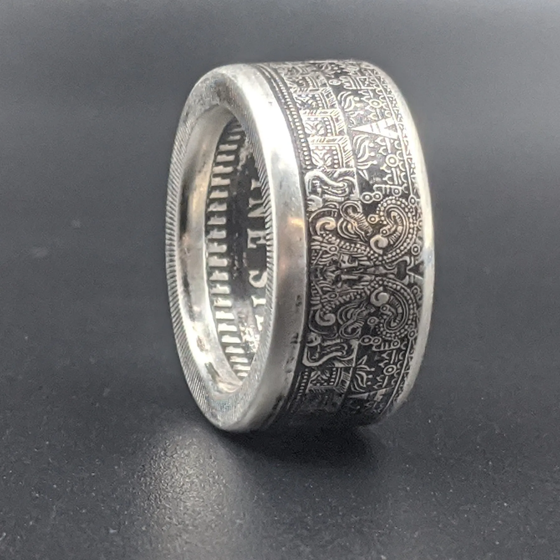 Aztec Calendar Coin Ring