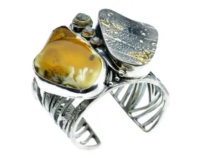 Baltic Sea Amber and 3 Rough Diamonds Set in Sterling Silver Bracelet, One of a Kind