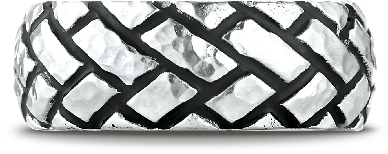 Benchmark Cobaltchrome 9mm Comfort-Fit Wedding Band Ring with Blackened Tread Pattern, (Sizes 6 - 14)